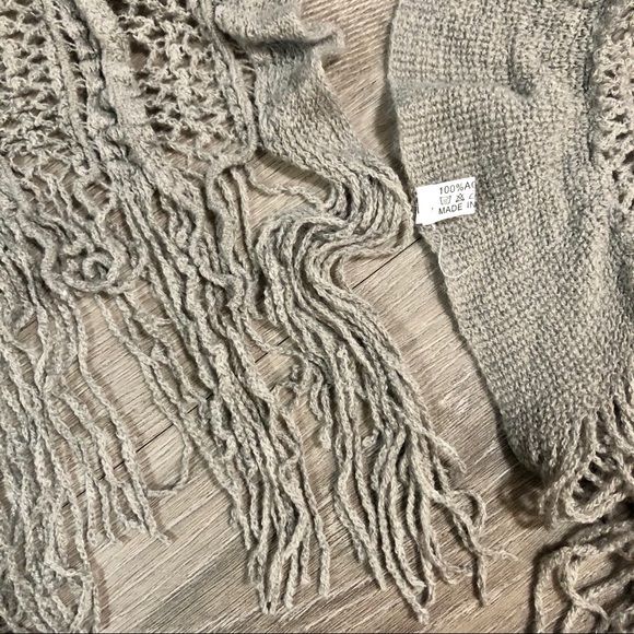 Grey Knitted Ruffle Scarf - Picture 3 of 3
